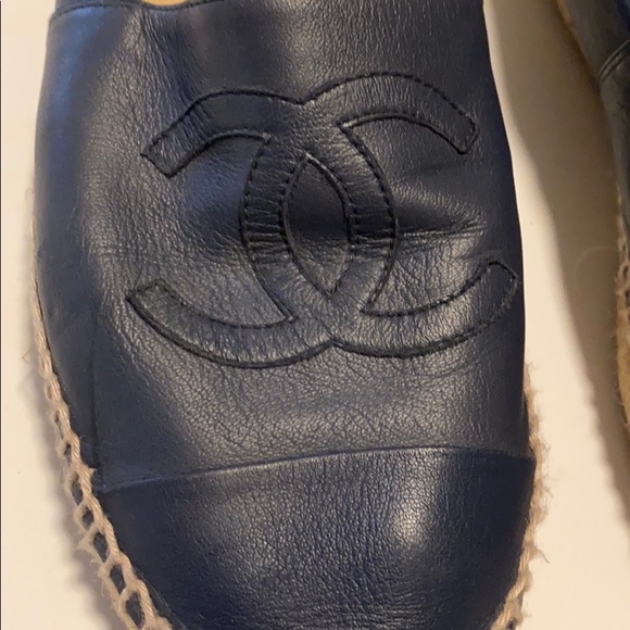 Chanel - Navy Leather Espadrilles Size 41 - Picture 6 of 8